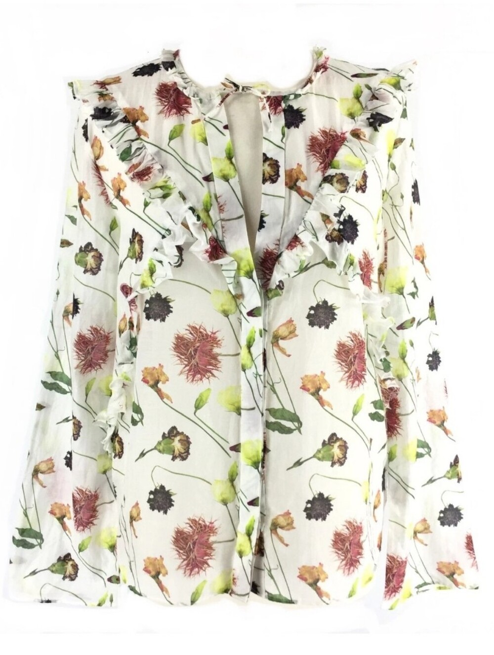 & other stories floral blouse with ruffle detail silk blend Size 6